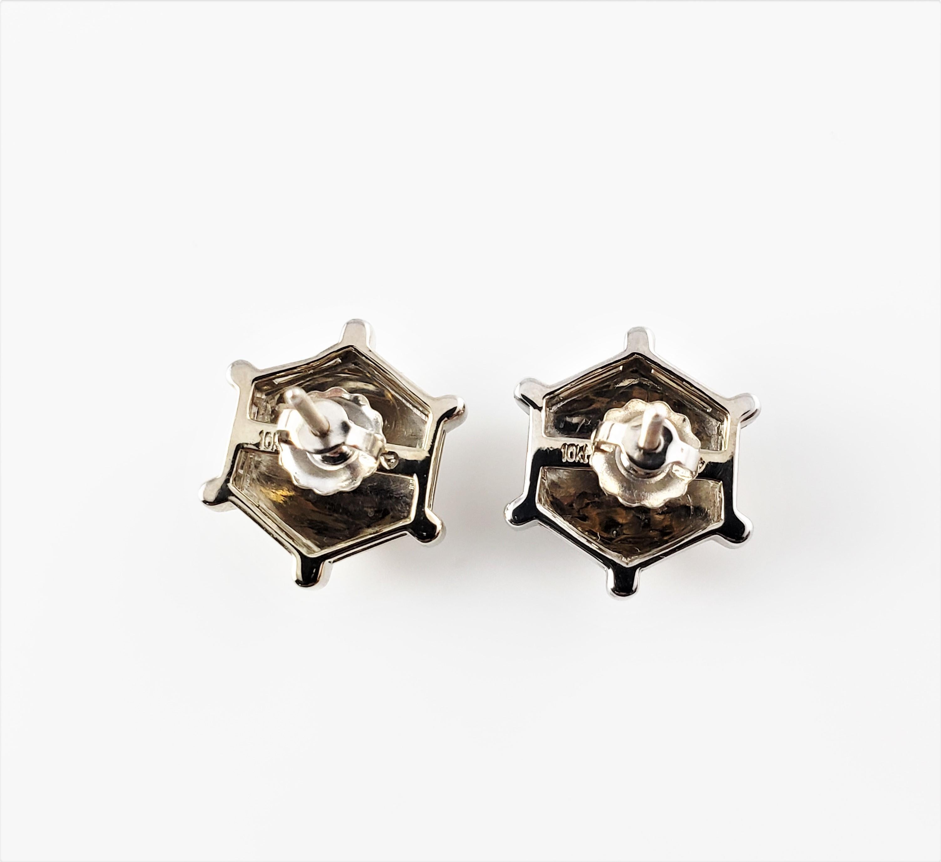 Round Cut 10 Karat White Gold and Diamond Earrings For Sale