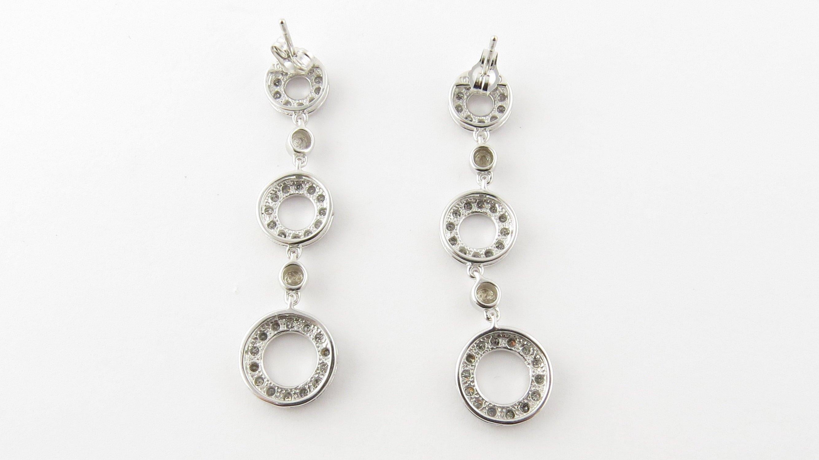 Women's 10 Karat White Gold and Diamond Circle Dangle Earrings