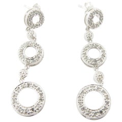 10 Karat White Gold and Diamond Circle Dangle Earrings