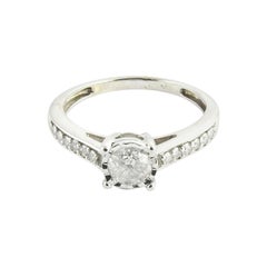 Vintage 10 Karat White Gold and Diamond Engagement Ring