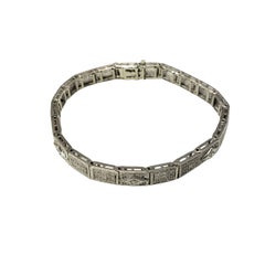 10 Karat White Gold and Diamond Filigree Bracelet