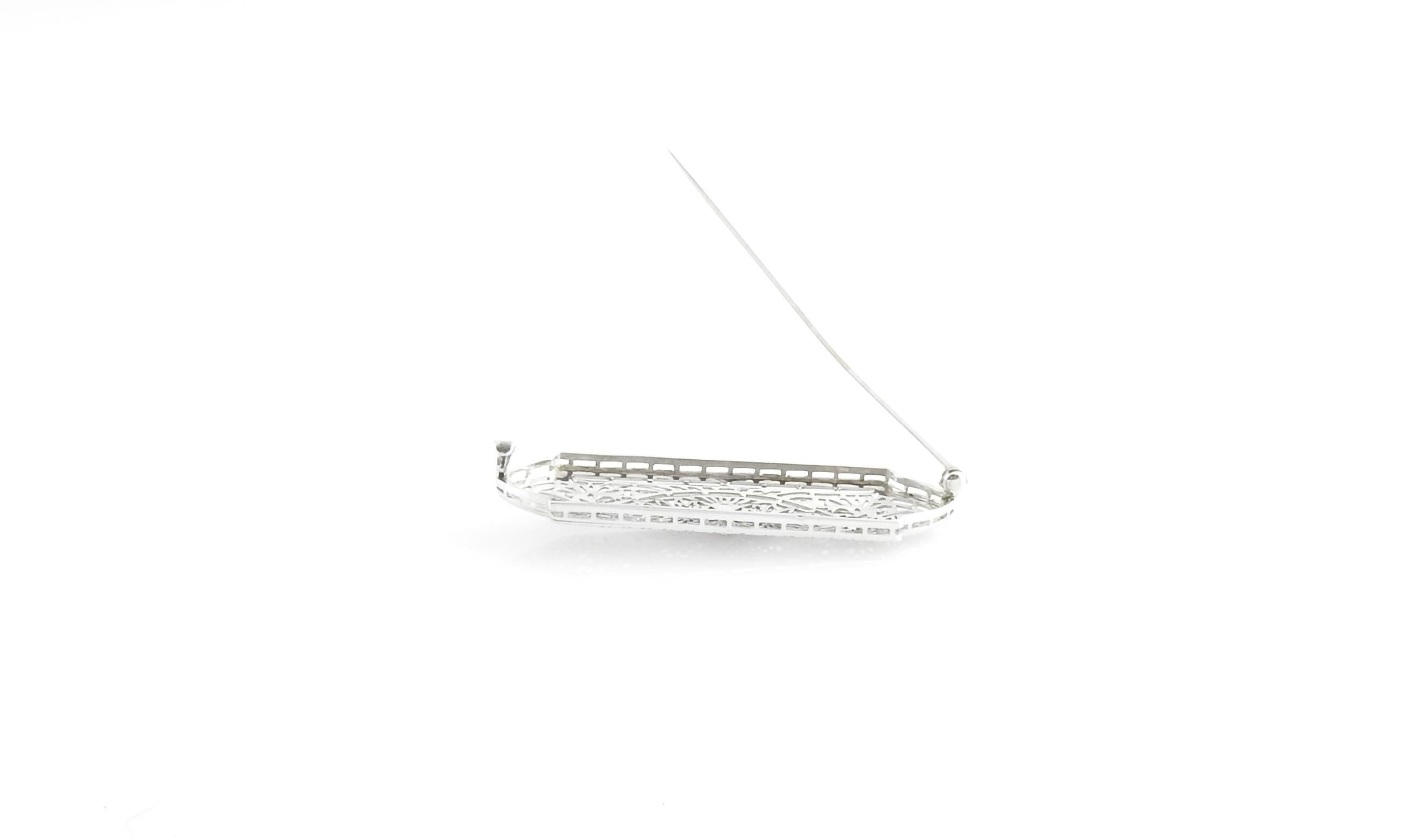 Women's 10 Karat White Gold and Diamond Filigree Brooch / Pin