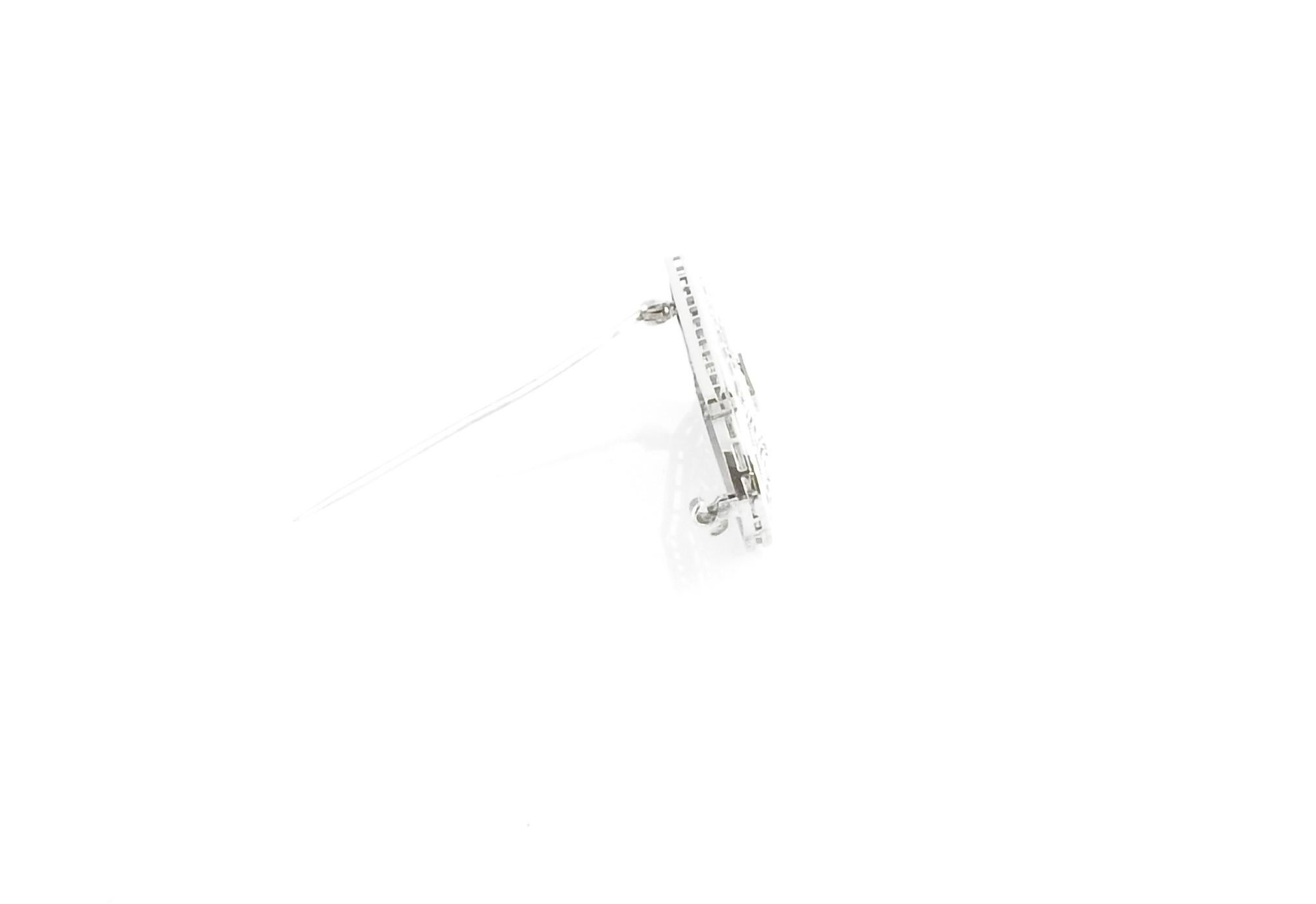 10 Karat White Gold and Diamond Filigree Brooch / Pin 1