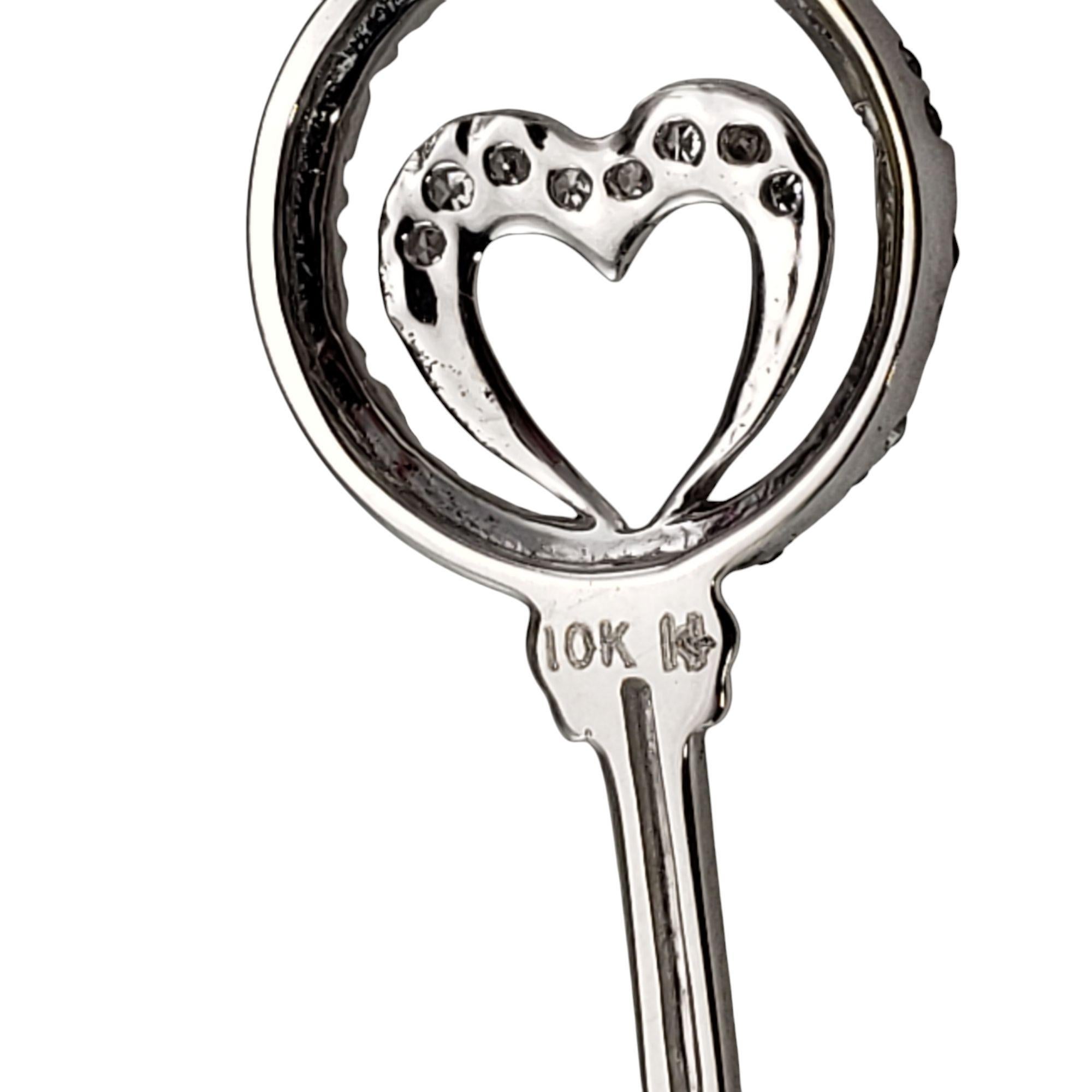 Donna Ciondolo con chiave a cuore in oro bianco 10 carati e diamanti #20957 in vendita