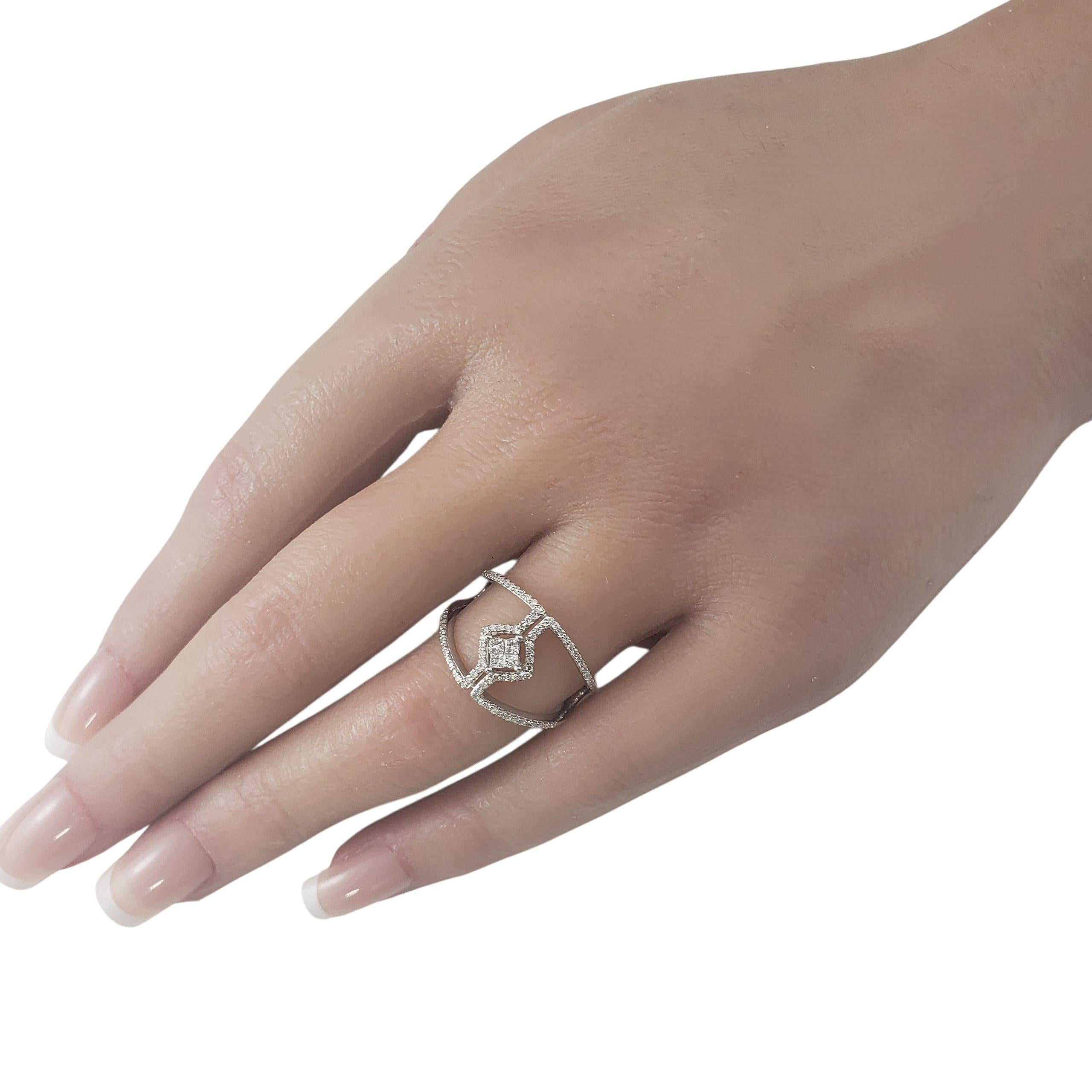 Anillo abierto de oro blanco de 10 quilates y diamantes talla 7.75 #22589 en venta 1