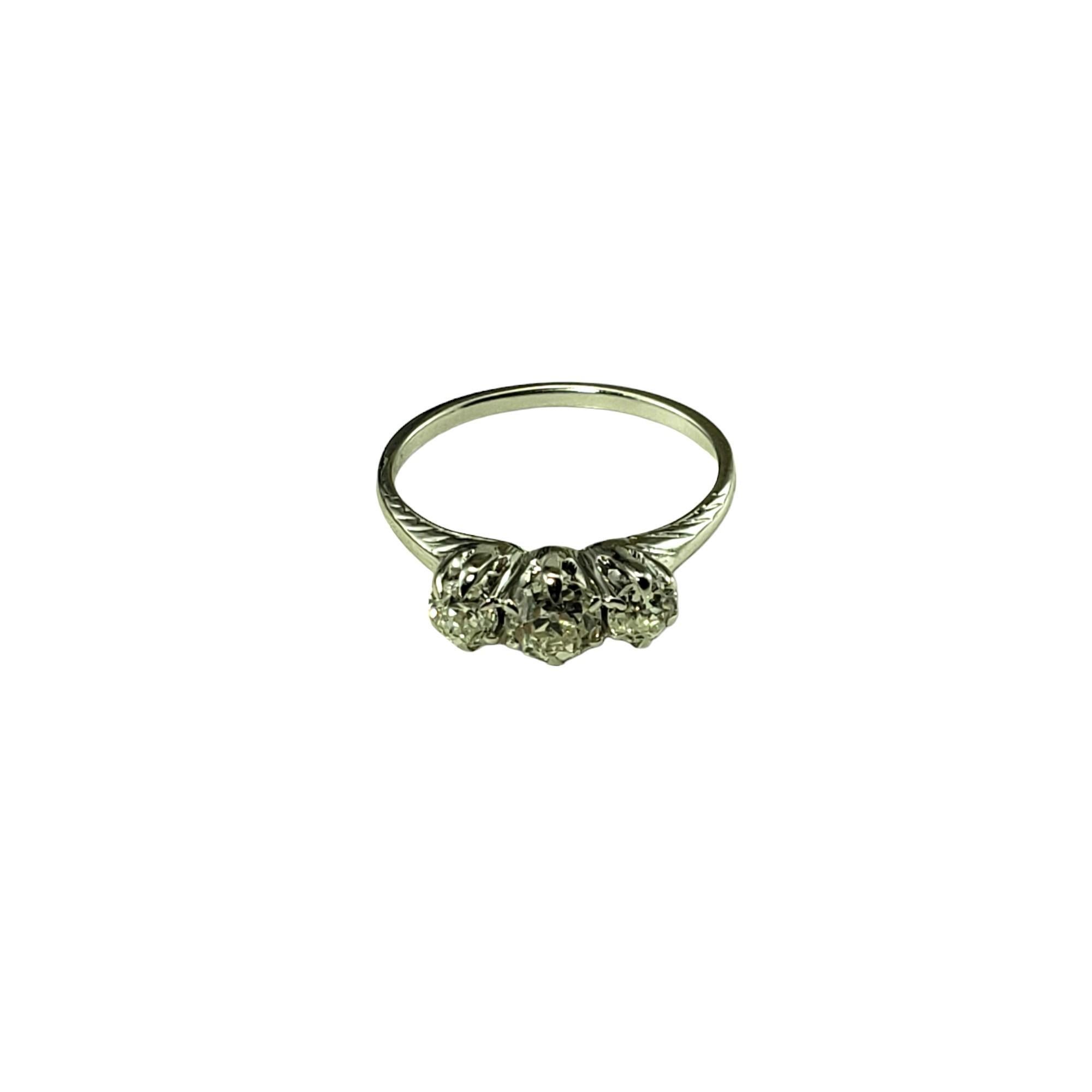 Round Cut 10 Karat White Gold and Diamond Ring Size 5.75 #15469 For Sale