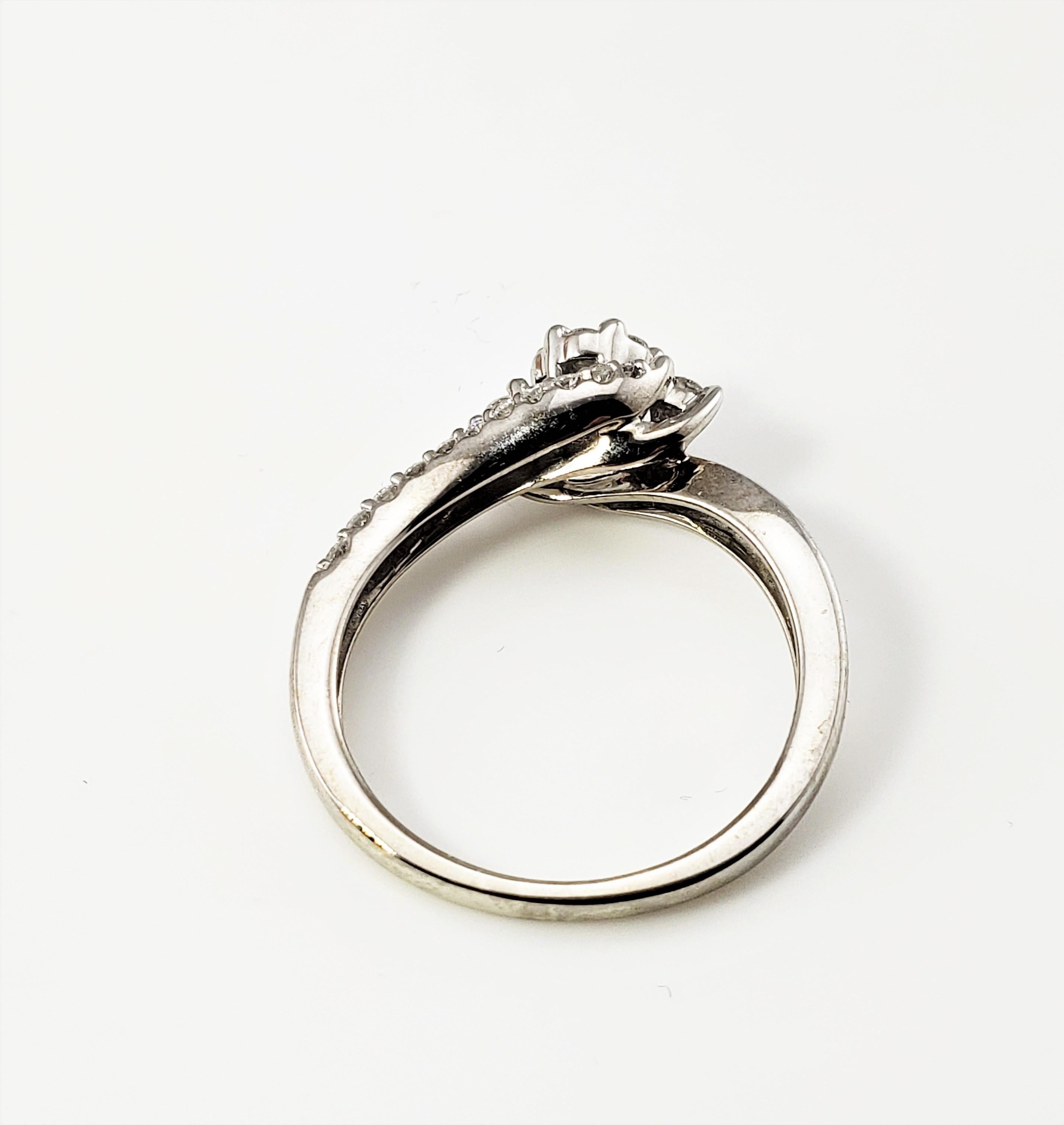 Brilliant Cut 10 Karat White Gold and Diamond Ring For Sale