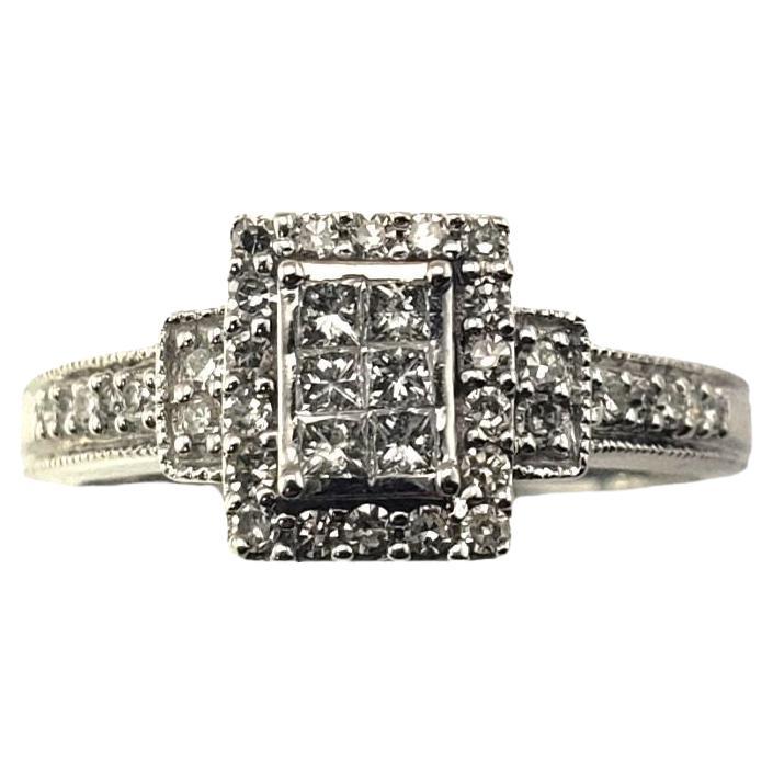 10 Karat White Gold and Diamond Ring For Sale