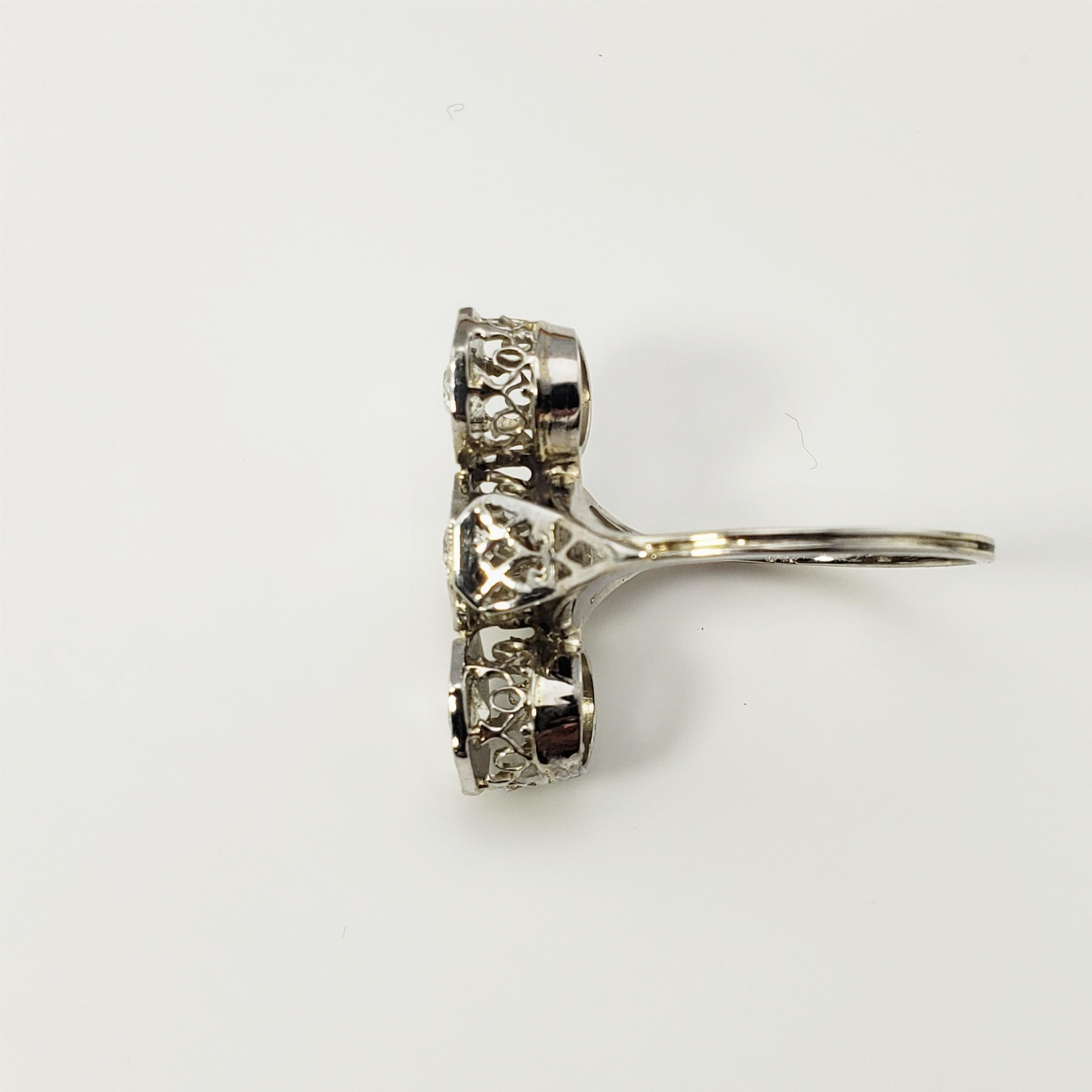 Old Mine Cut 10 Karat White Gold and Diamond Ring For Sale