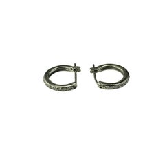 10 Karat White Gold and Diamond Small Hoop Earrings #20650