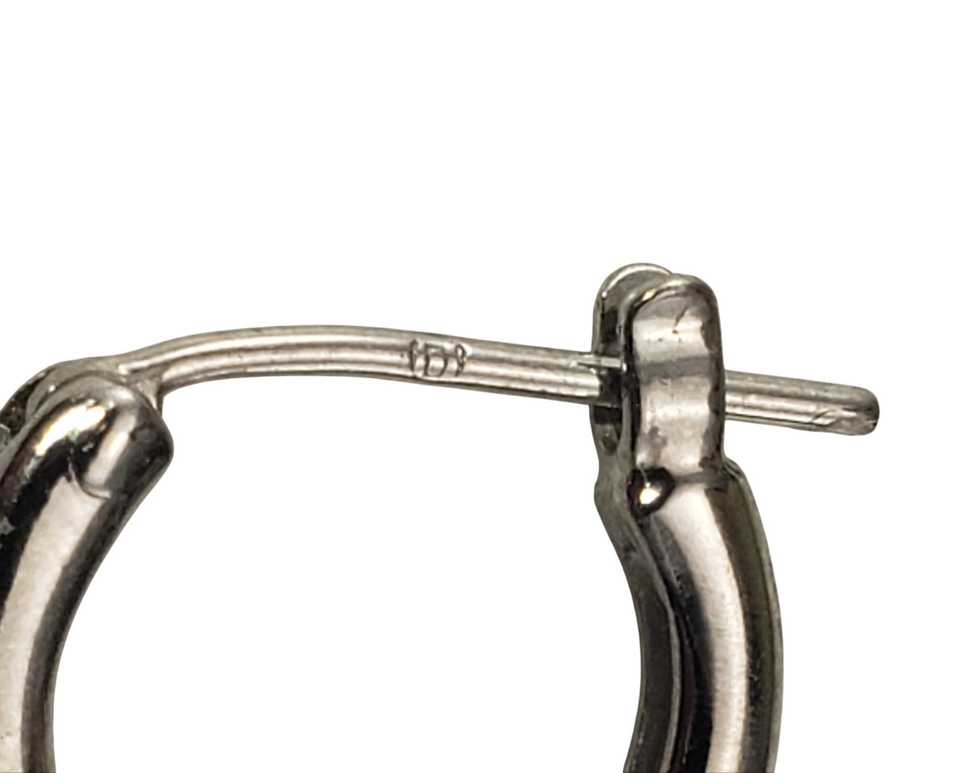Women's 10 Karat White Gold and Diamond Small Hoop Earrings #20650 For Sale