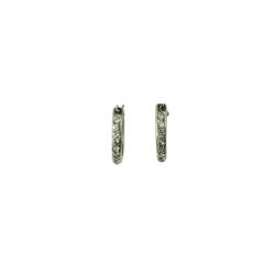 Vintage 10 Karat White Gold and Diamond Small Hoop Earrings #20650