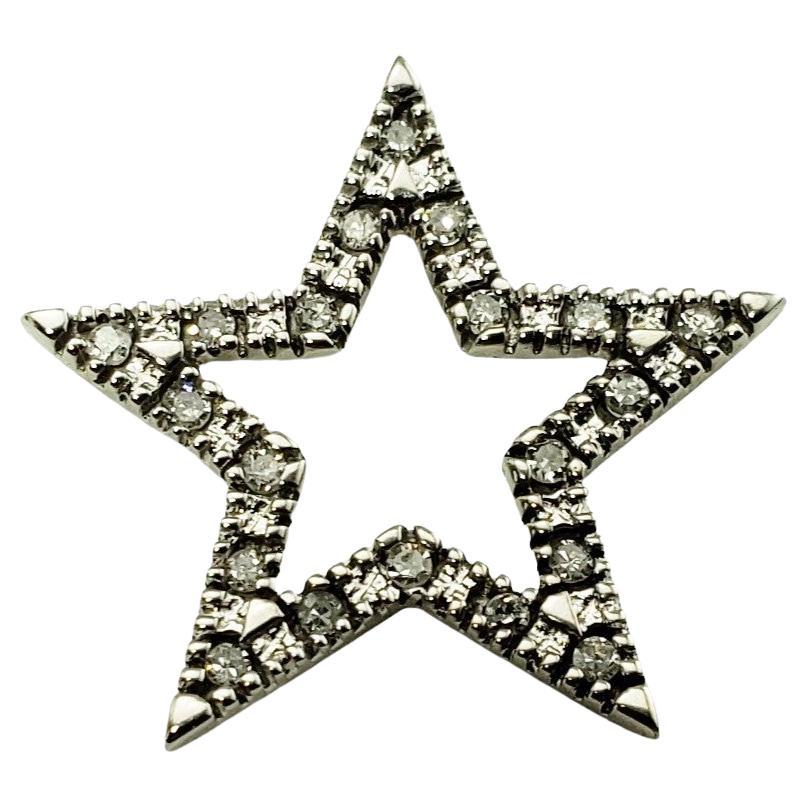 10 Karat White Gold and Diamond Star Pendant #12557 For Sale