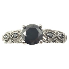 10 Karat Weißgold Schwarzer Diamant-Ring