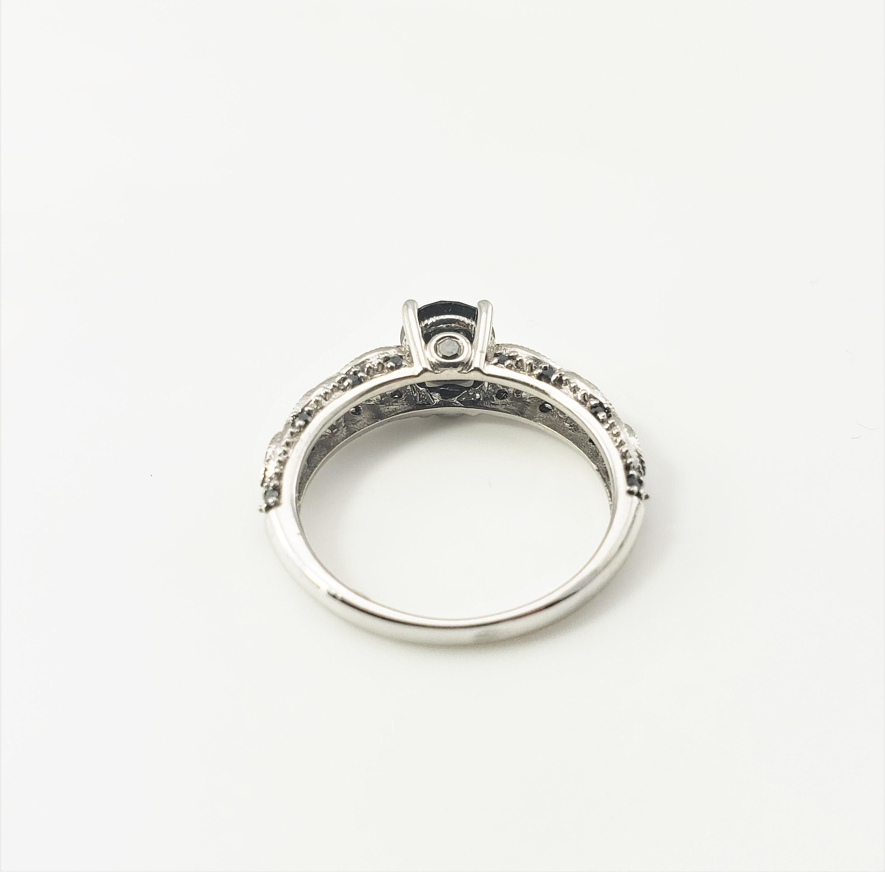 Women's 10 Karat White Gold Black Diamond Ring  For Sale