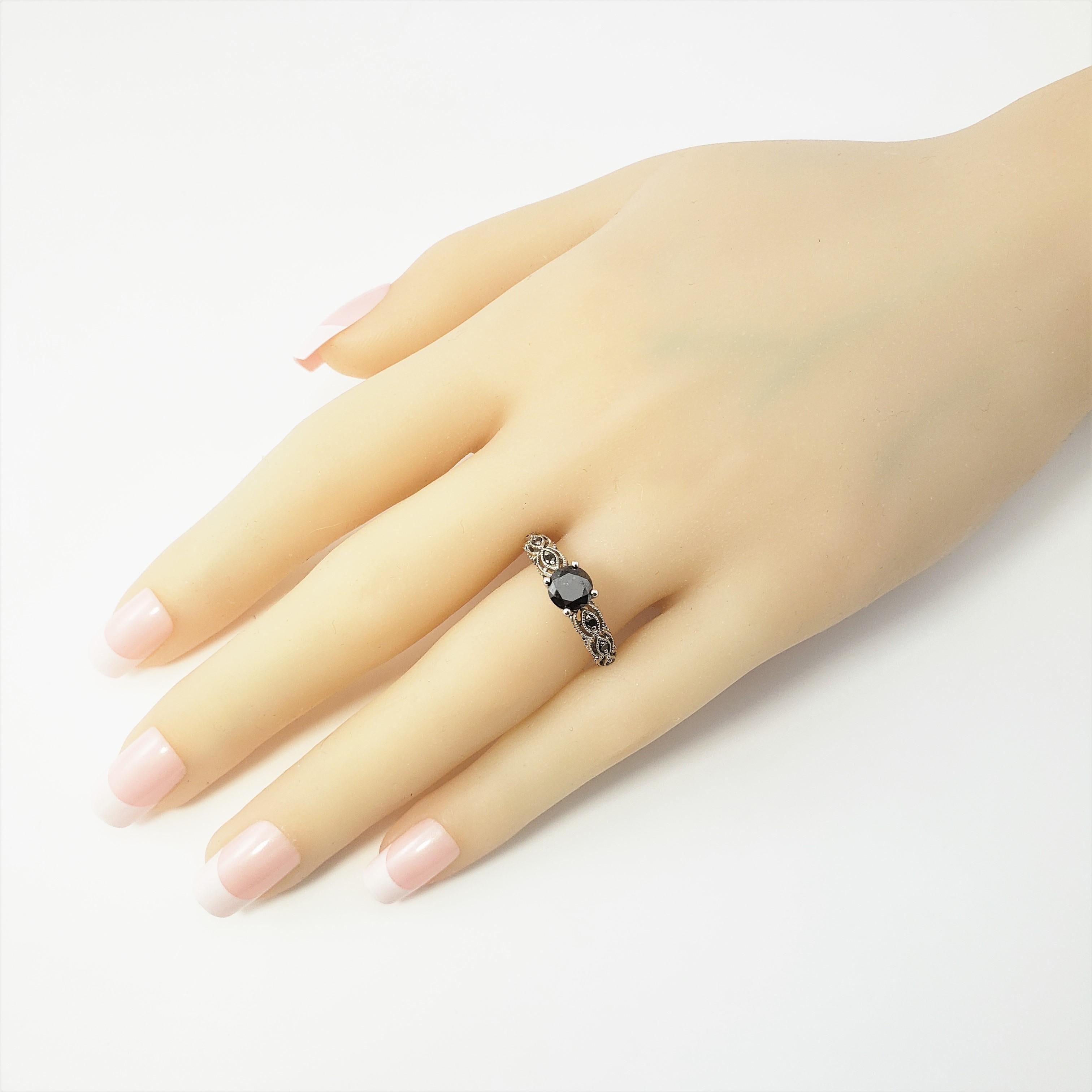 10 Karat White Gold Black Diamond Ring  For Sale 4