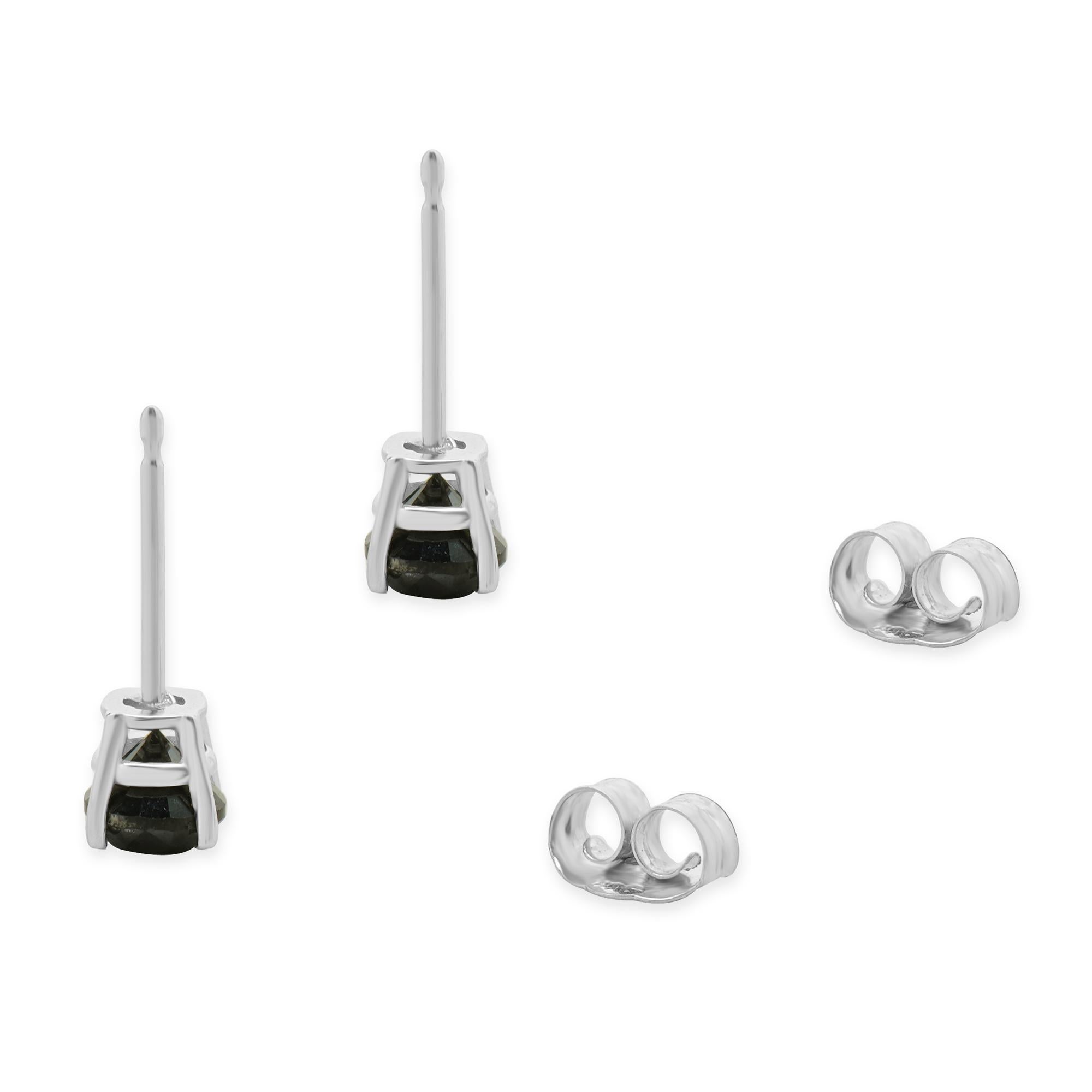 10 Karat White Gold Black Diamond Stud Earrings In Excellent Condition For Sale In Scottsdale, AZ
