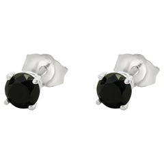 10 Karat White Gold Black Diamond Stud Earrings