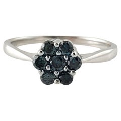 Bague en or blanc 10 carats, diamant traité de couleur bleue, taille 7 n° 17785