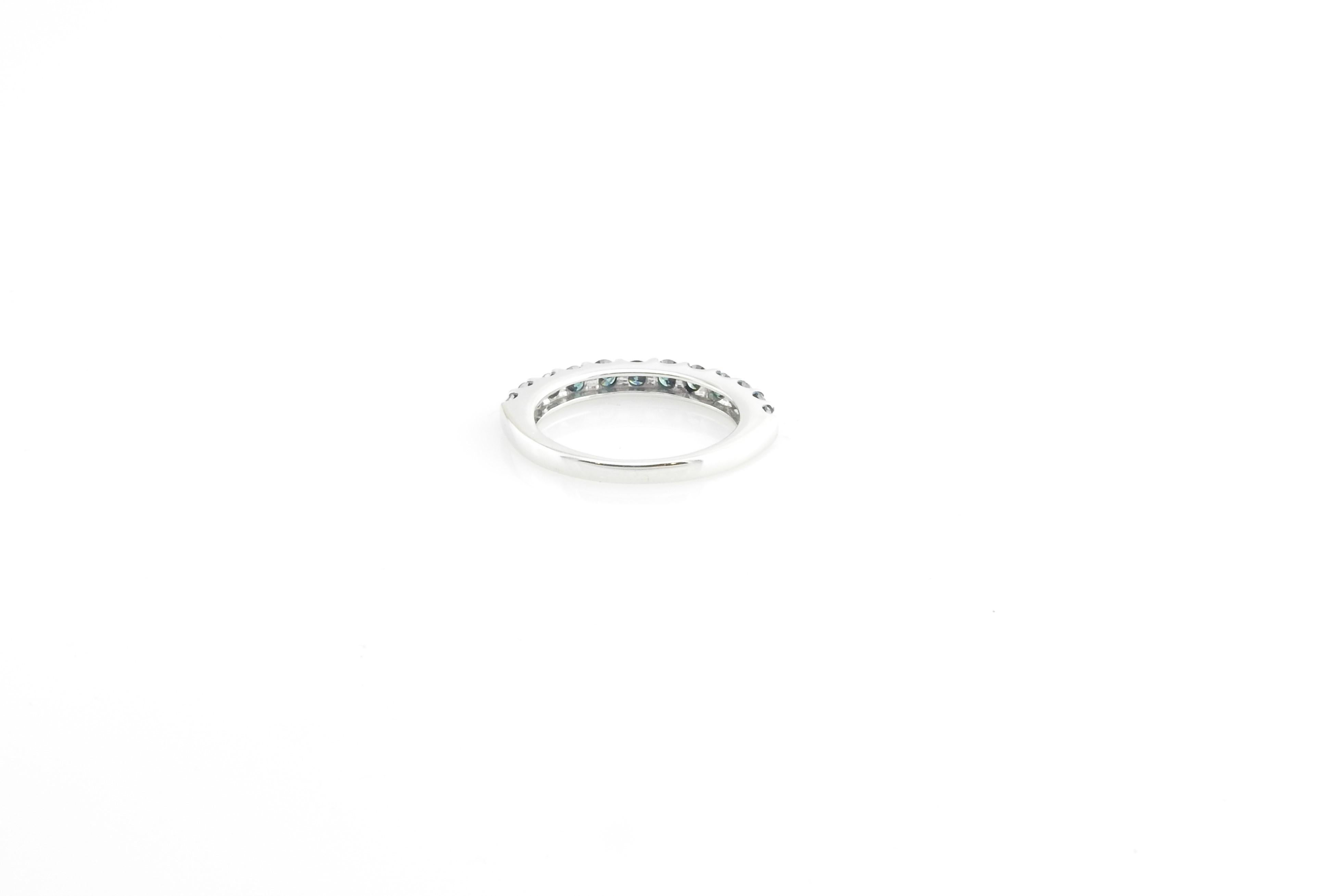 Women's 10 Karat White Gold Blue Diamond Band Ring