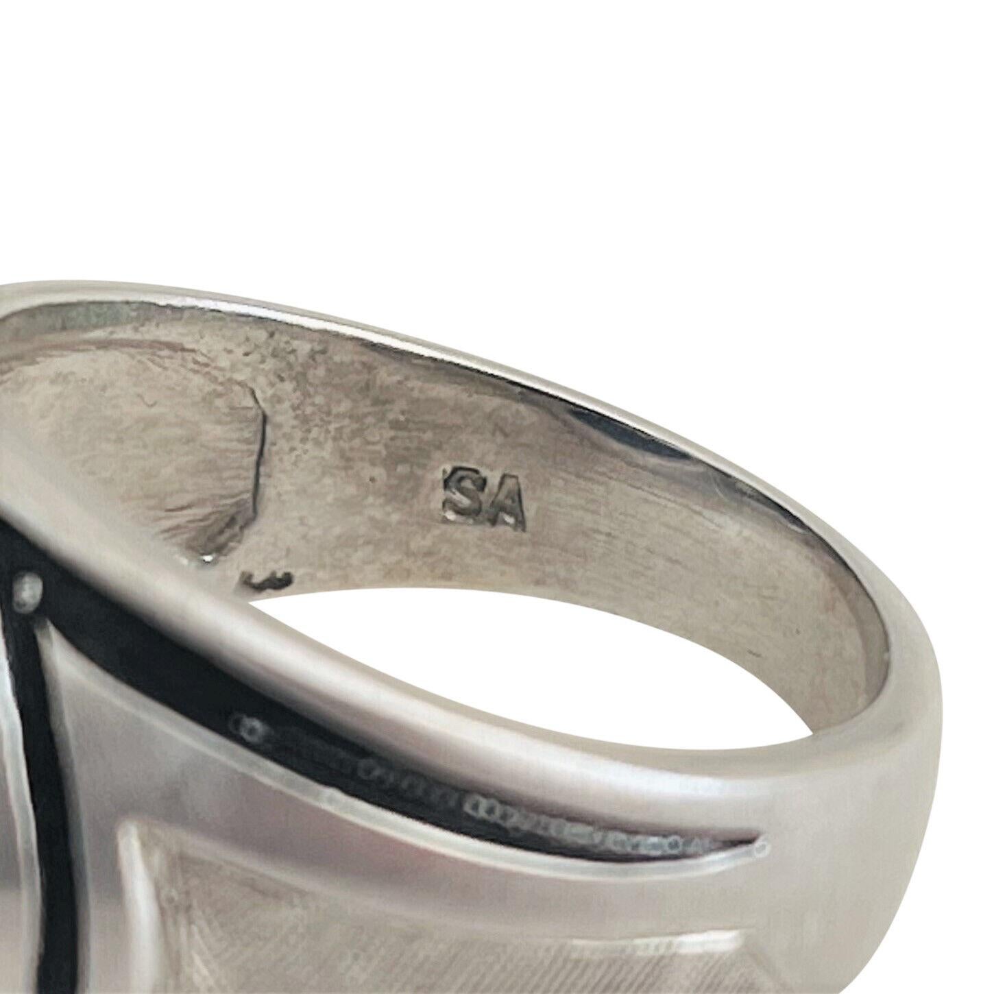 Ring aus 10 Karat Weißgold mit blauem Sternsaphir und Diamant 4