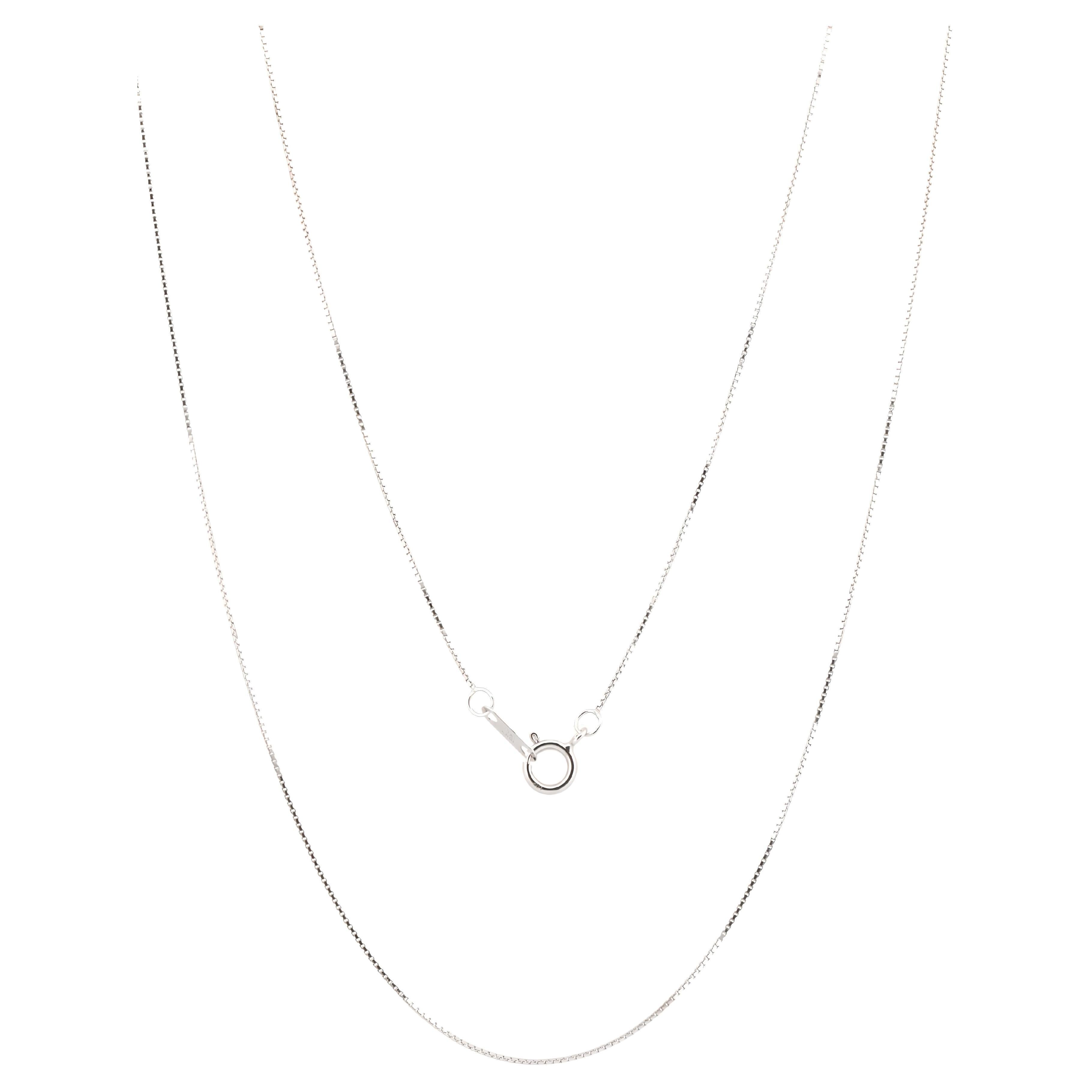 10 Karat White Gold Box Chain, 18" Length, 0.55 mm Width For Sale