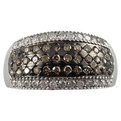 10 Karat White Gold Brown and White Diamond Band Ring