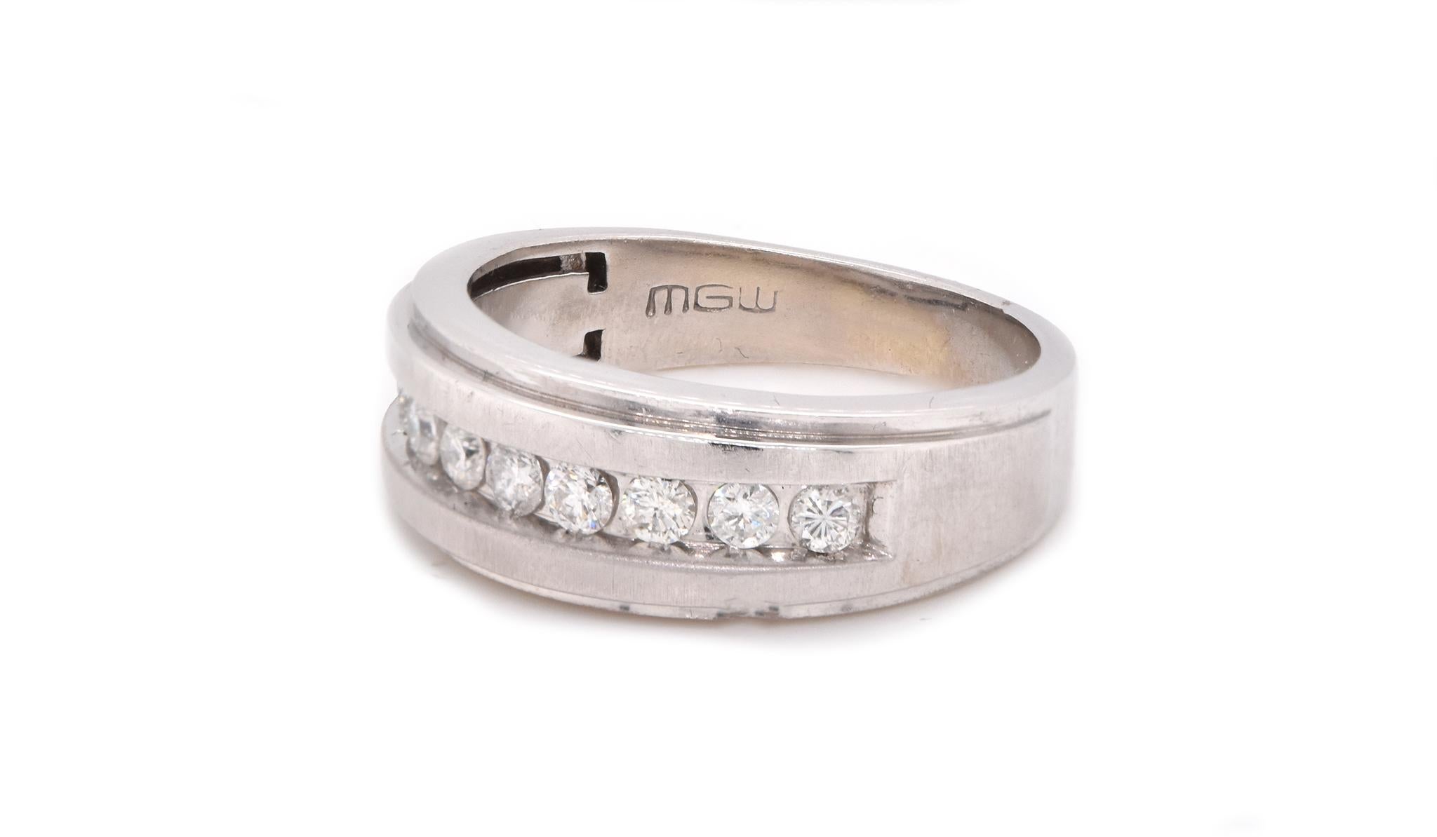 Round Cut 10 Karat White Gold Channel Set Band