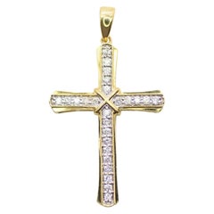 10 Karat Yellow Gold Cross 0.37 Carat Total Weight