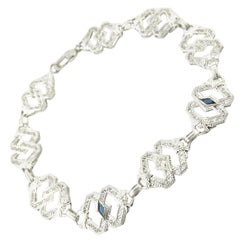 10 Karat White Gold Diamond and Sapphire Bracelet