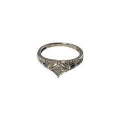 10 Karat White Gold Diamond and Sapphire Ring Size 6.25