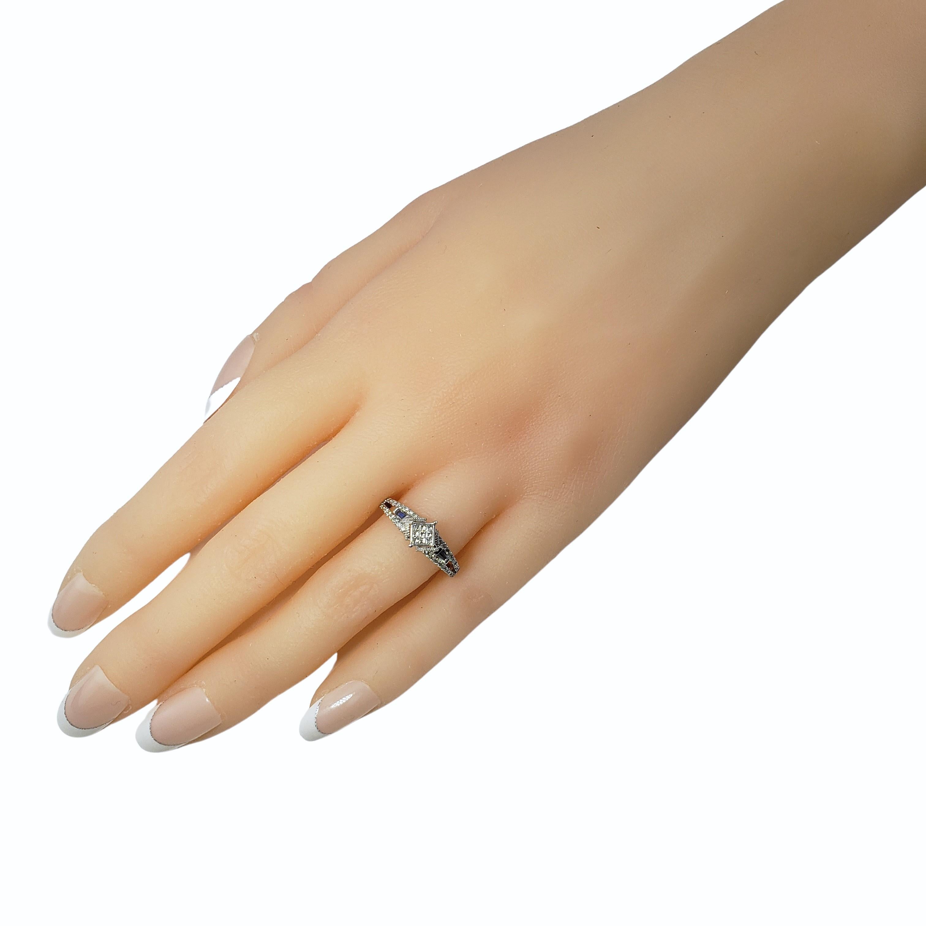 10 Karat Weißgold Diamant- und Saphir-Ring Größe 6,25 im Angebot 2