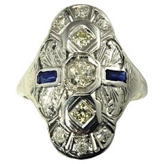 10 Karat White Gold Diamond and Lab Created Sapphire Ring