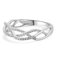 10 Karat White Gold Diamond Braided Band