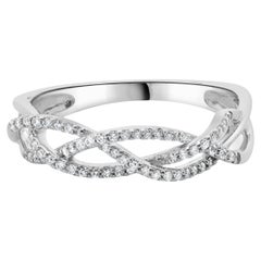 10 Karat White Gold Diamond Braided Band