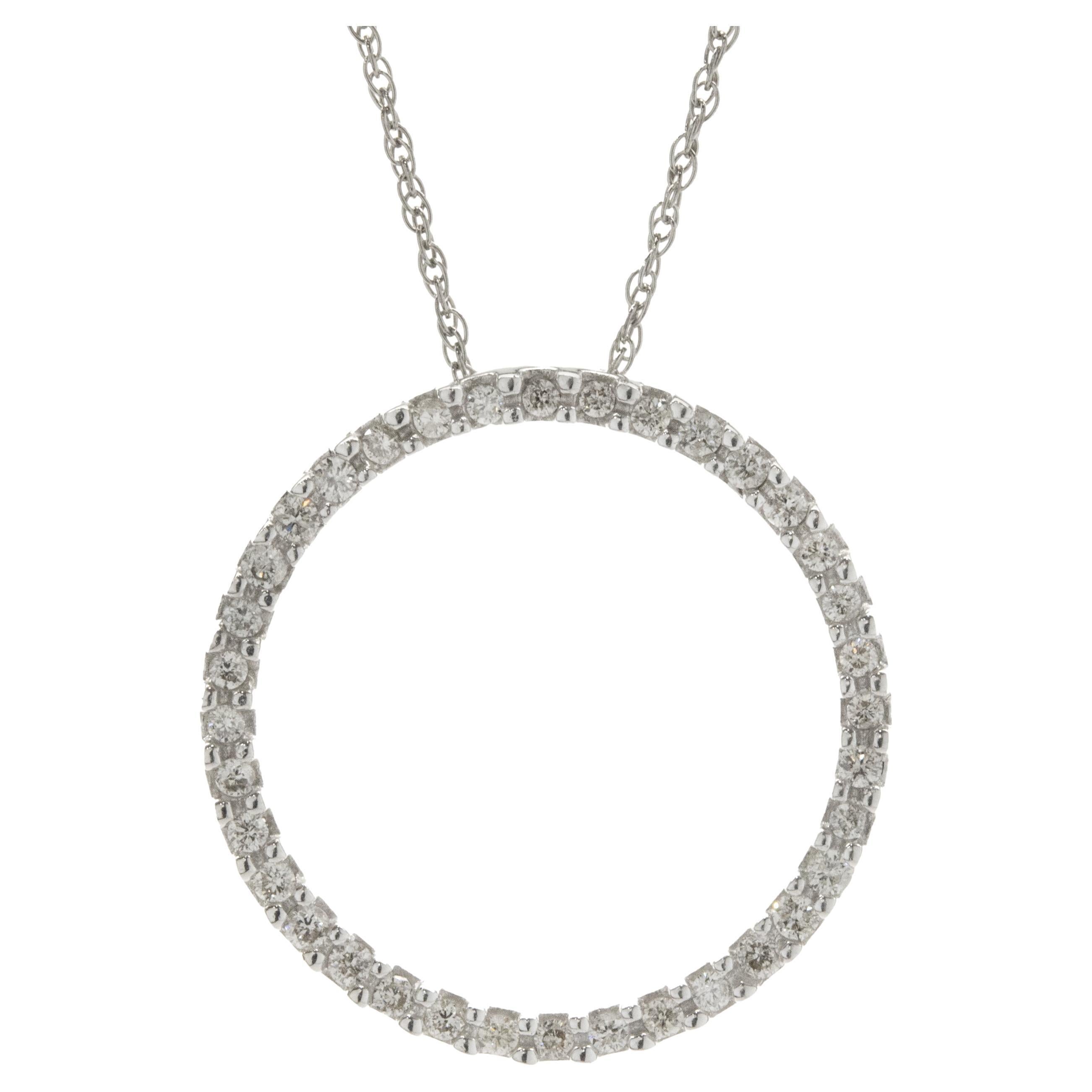 10 Karat White Gold Diamond Drop Bar Necklace at 1stDibs