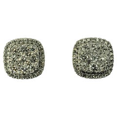 10 Karat White Gold Diamond Cluster Earrings #18747