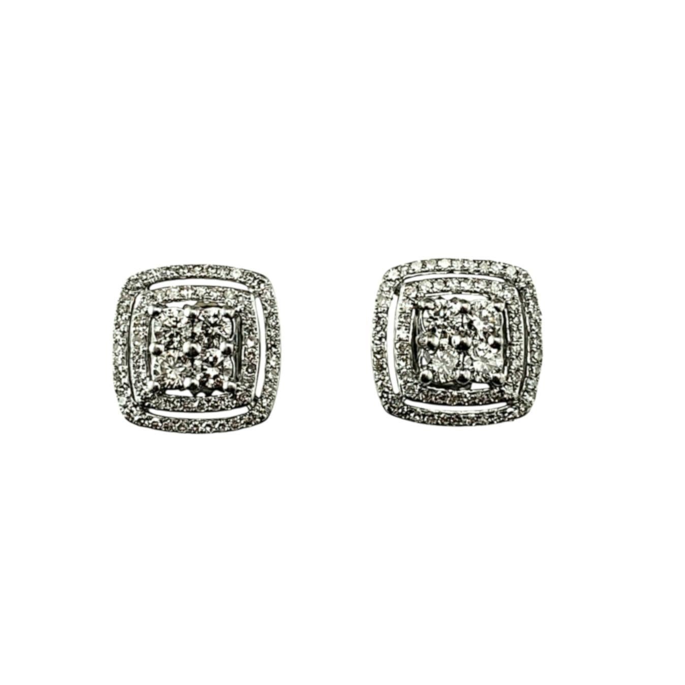 10 Karat White Gold Diamond Cluster Earrings #21980