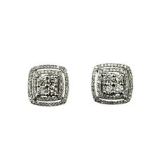10 Karat White Gold Diamond Cluster Earrings #21980