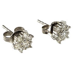 10 Karat White Gold Diamond Cluster Stud Earrings #21955