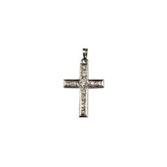 10 Karat White Gold Diamond Cross Pendant #18360