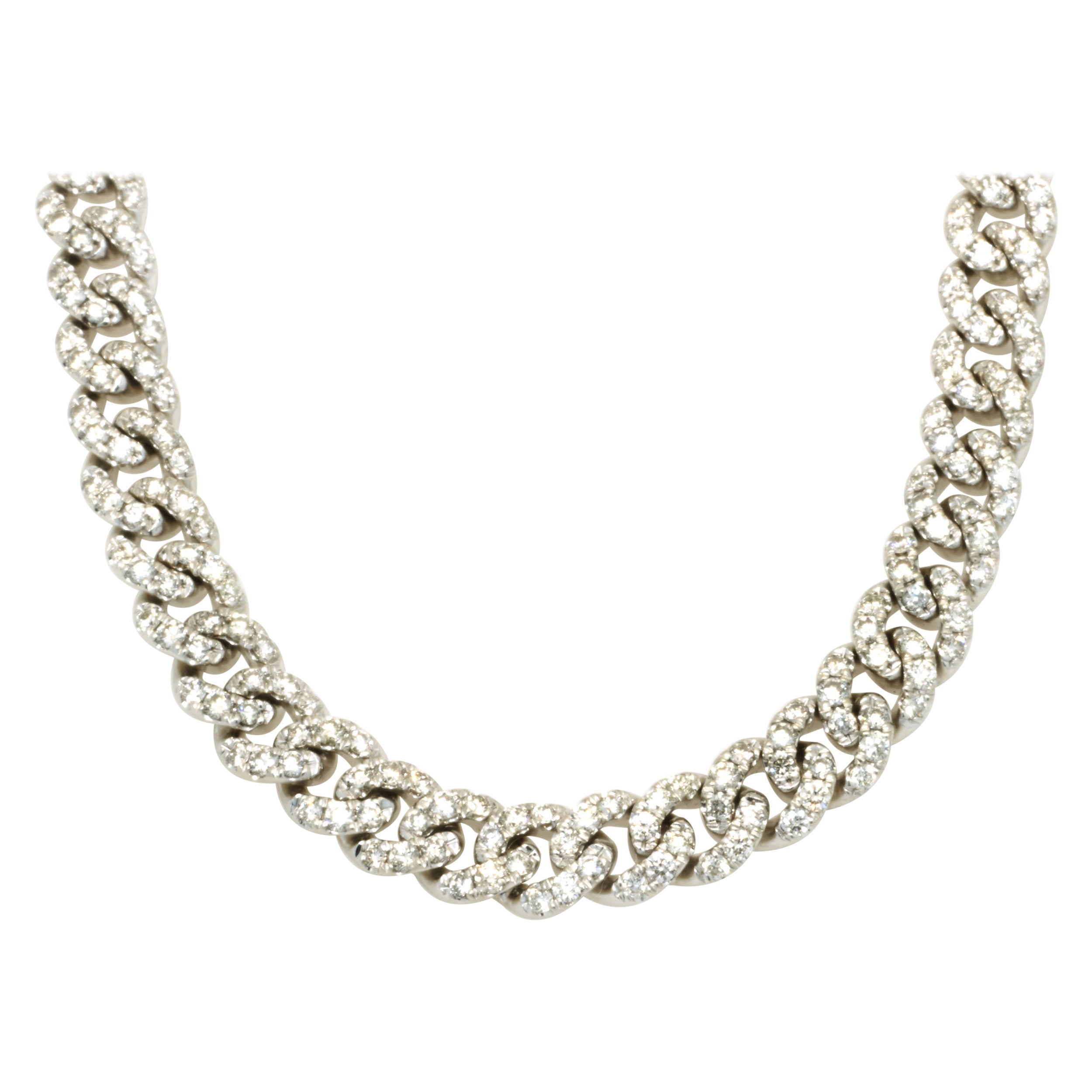 10 Karat White Gold Diamond Cuban Link Chain