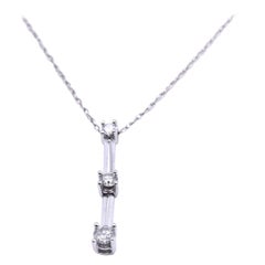 10 Karat White Gold Diamond Drop Bar Necklace