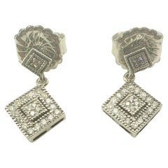Vintage 10 Karat White Gold Diamond Drop Earrings