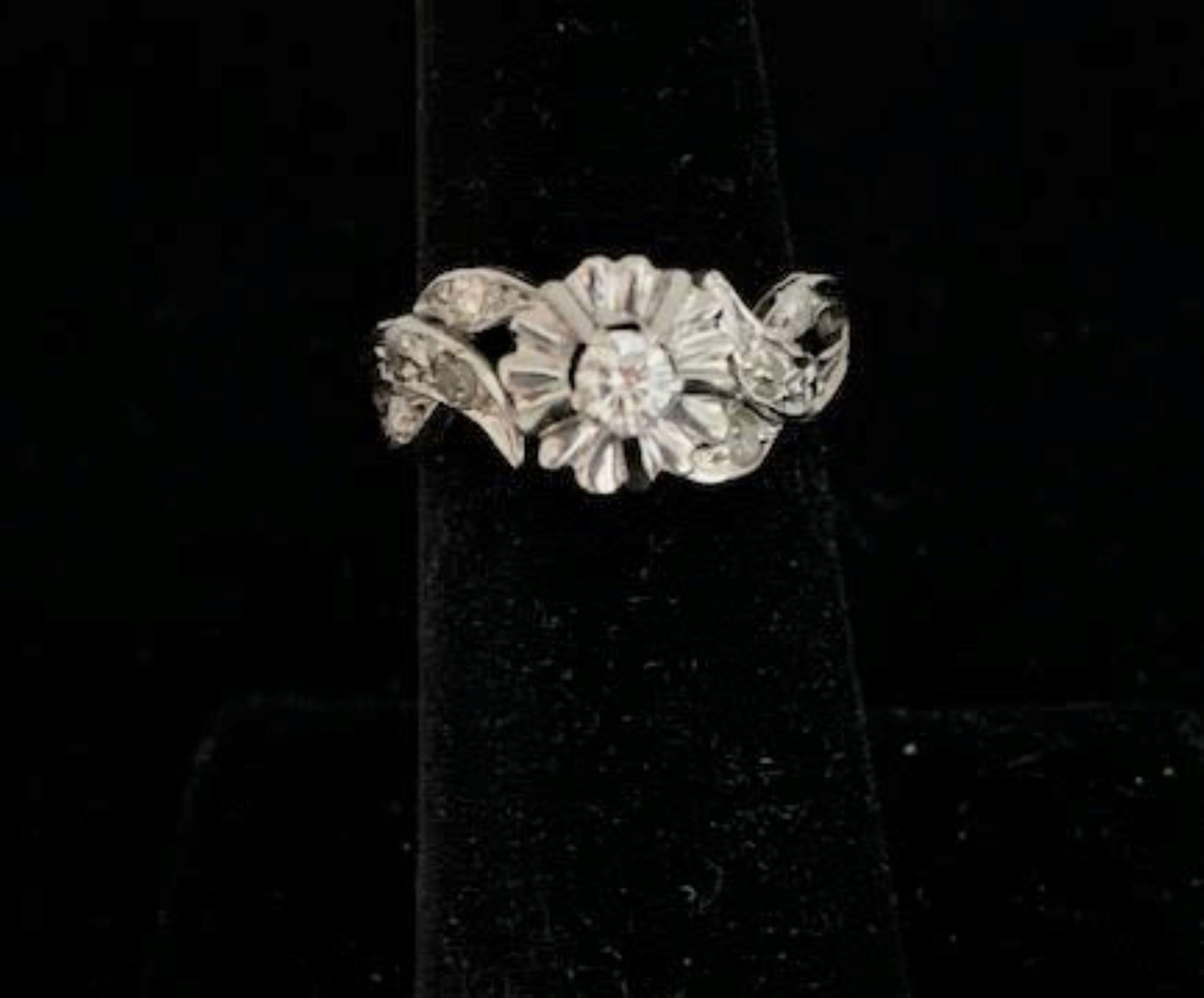 Women's 10 Karat White Gold Lucien Piccard Diamond Statement Ring For Sale