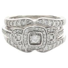 10 Karat White Gold Diamond Engagement Ring with Ring Gaurd