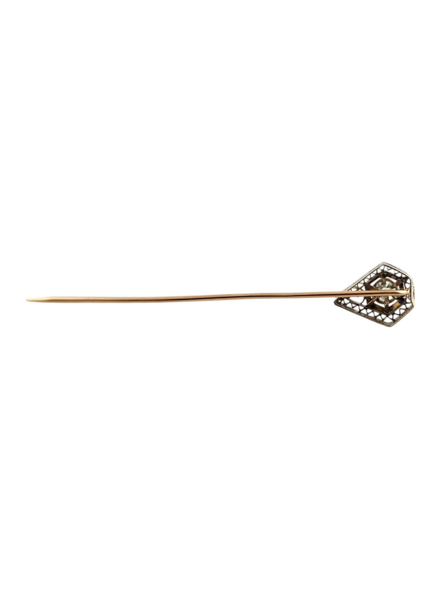 Women's 10 Karat White Gold Diamond Filigree Stick Pin #19187 For Sale