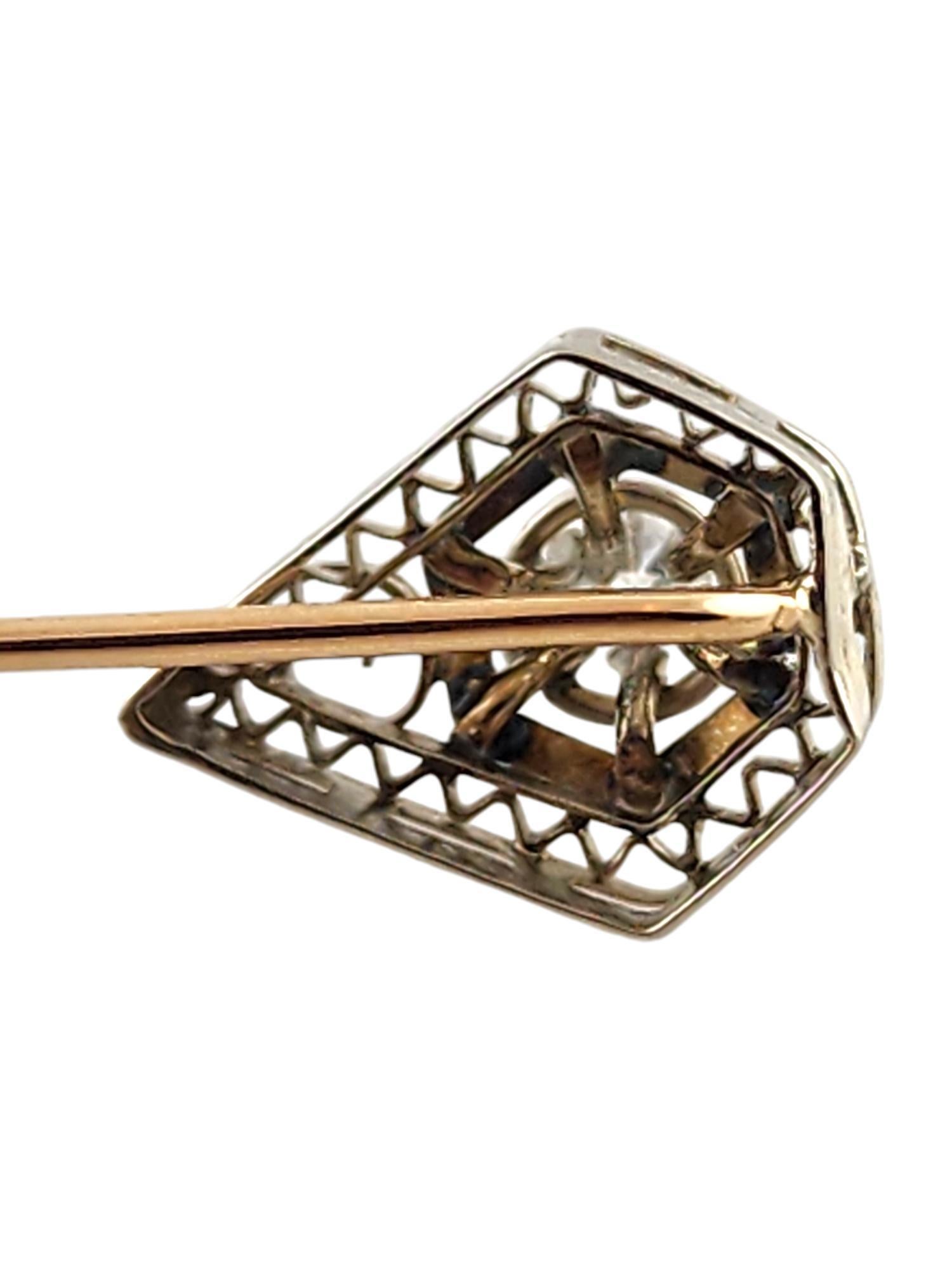 10 Karat White Gold Diamond Filigree Stick Pin #19187 For Sale 1