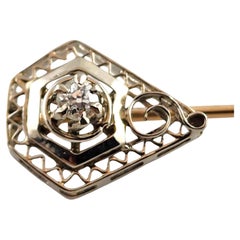 10 Karat White Gold Diamond Filigree Stick Pin #19187