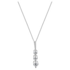 10 Karat White Gold Diamond Graduated Journey Necklace